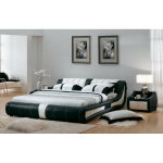 Кожена спалня AVA 180 - бяло-черно